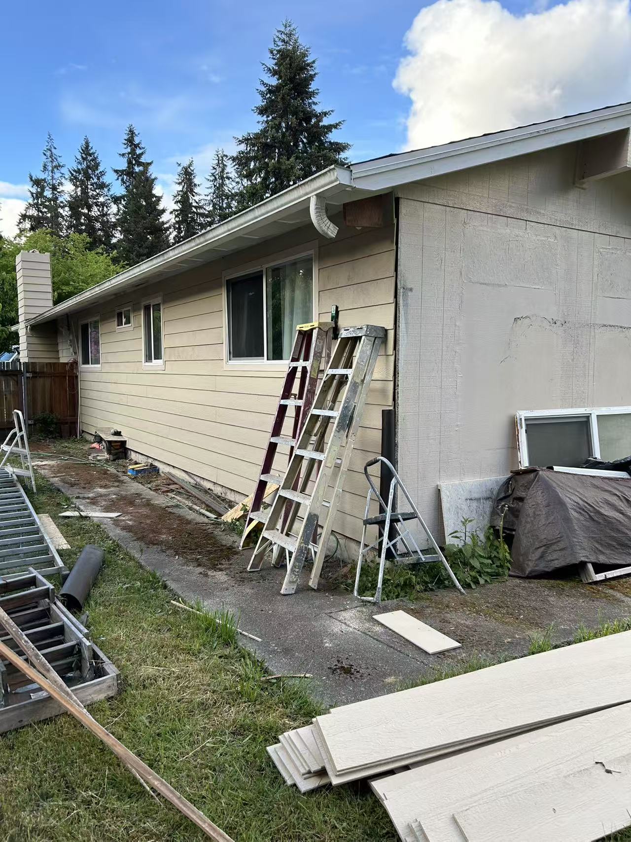Bothell exterior stage 5 — chimney rebuilt with code-compliant flashing